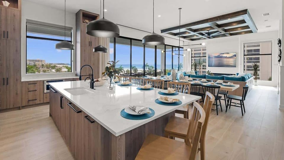 2nd Living Level  - Kitchen - Dining - Living Room - Gulf Views - Balcony Access