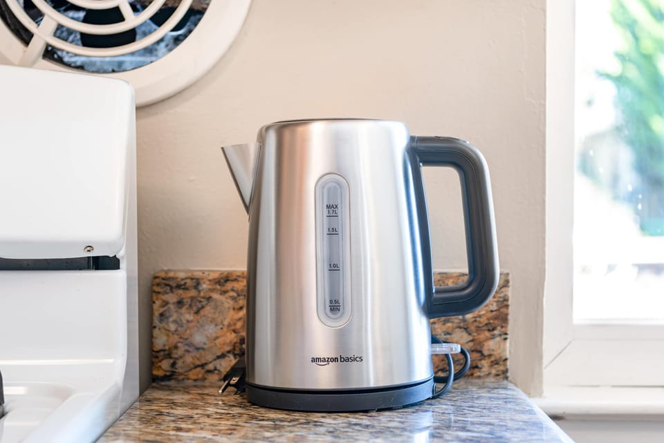 Modern kettle available for your tea or coffee anytime.