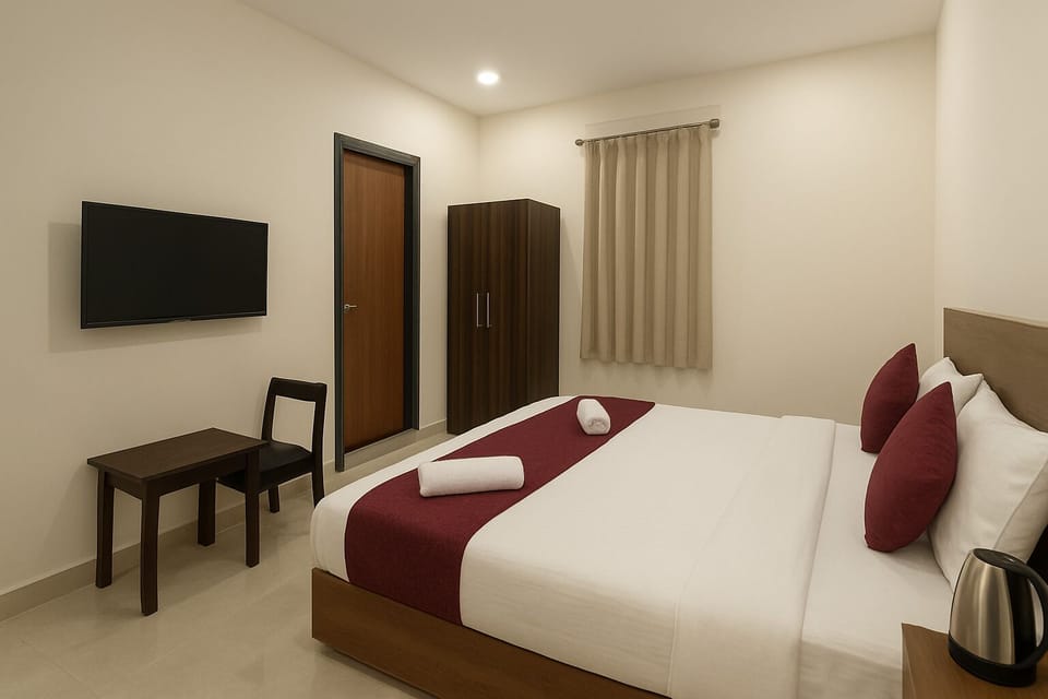 Deluxe Double Room, Balcony, City View | Desk, laptop workspace, free WiFi