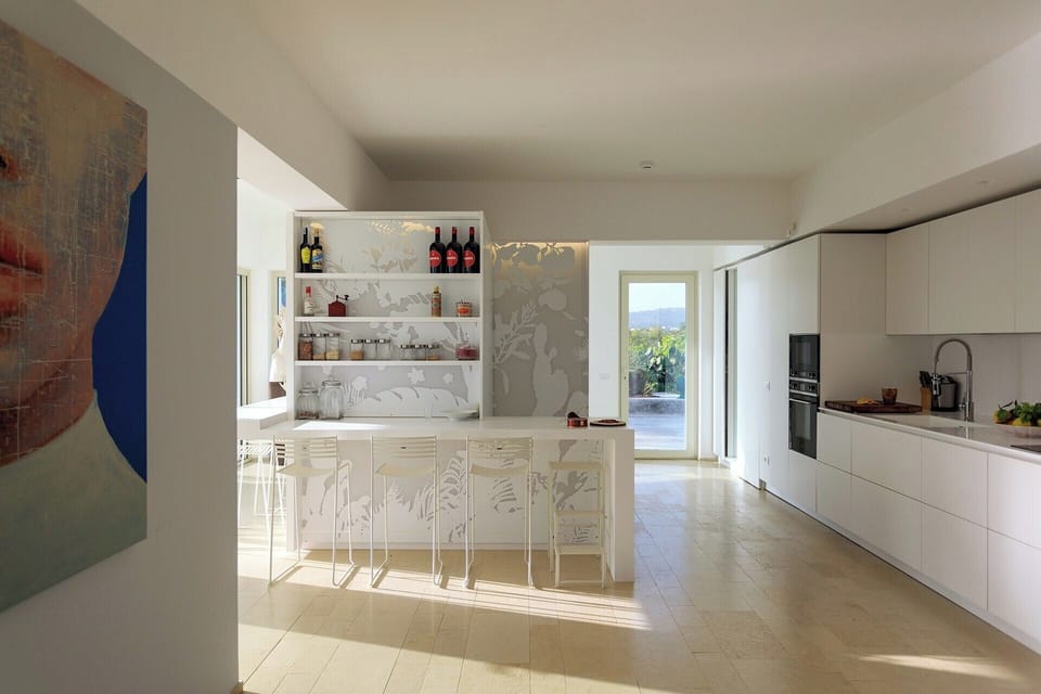 The large, well-equipped contemporary kitchen.