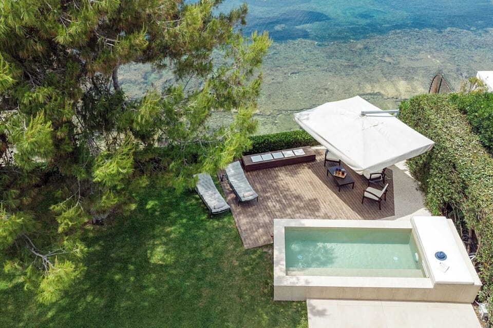 The sea or the plunge pool? Just one of the many good dilemmas at Celeste.
