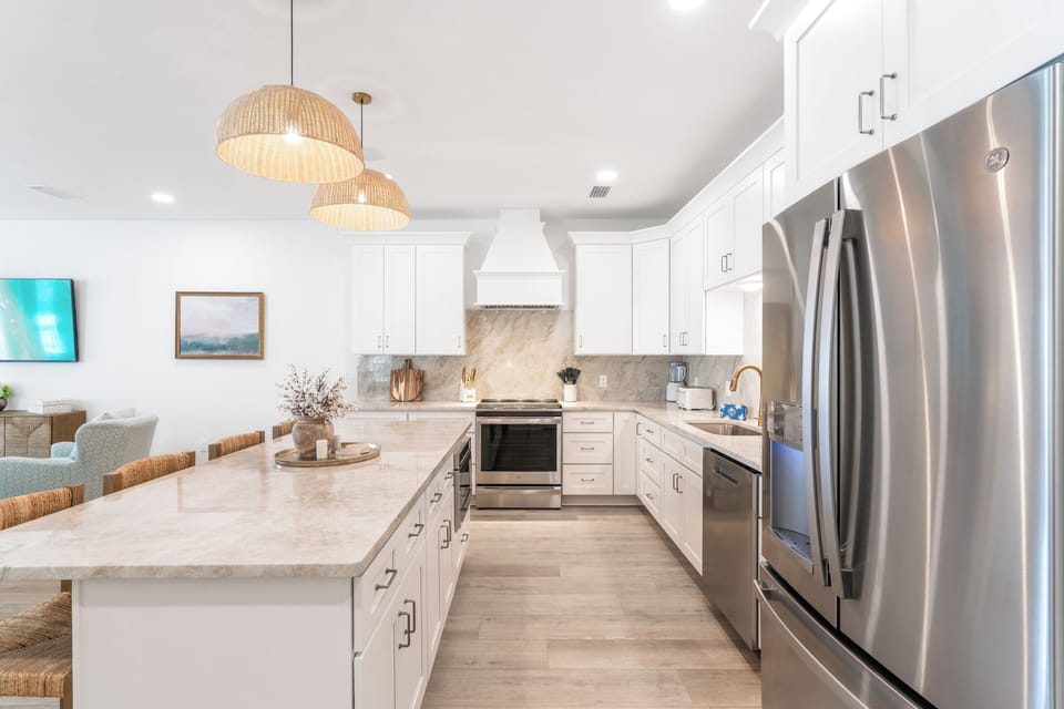 A kitchen that blends modern elegance with everyday comfort.