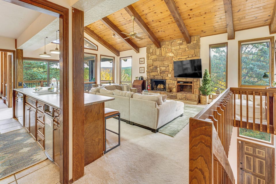 Main Living Area | Fireplace | TV | Books | Board Games | 1st Floor