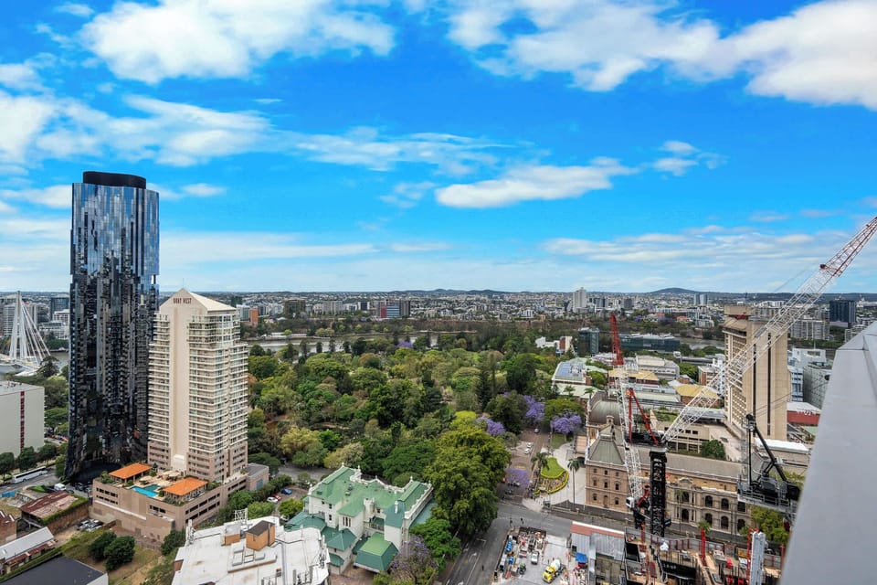 Enjoy sweeping city and river views from your outdoor retreat.
