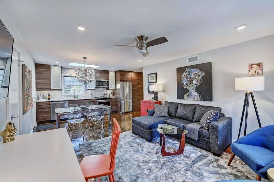 Transition seamlessly from your morning Zoom call to a cozy afternoon on the velvet accent chairs.