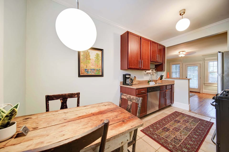 A comfortable spot for quiet mornings or casual dinners.