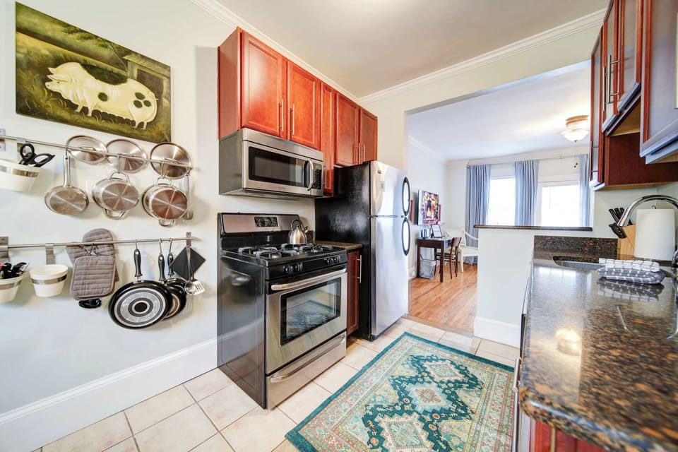 Extra prep space and storage for longer stays.