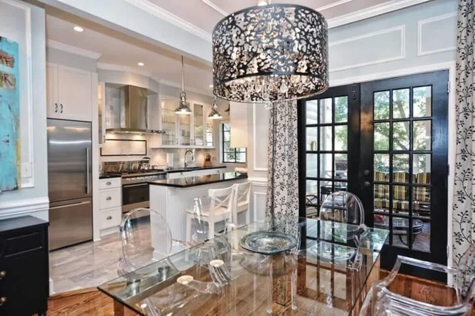 Bright and airy, the dining area invites you to linger over your morning coffee.