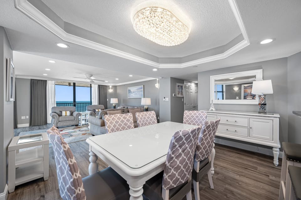 Beautiful Dining area with room for six and a buffet.