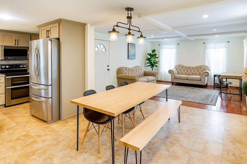 Open dining area with easy flow to kitchen and living space.