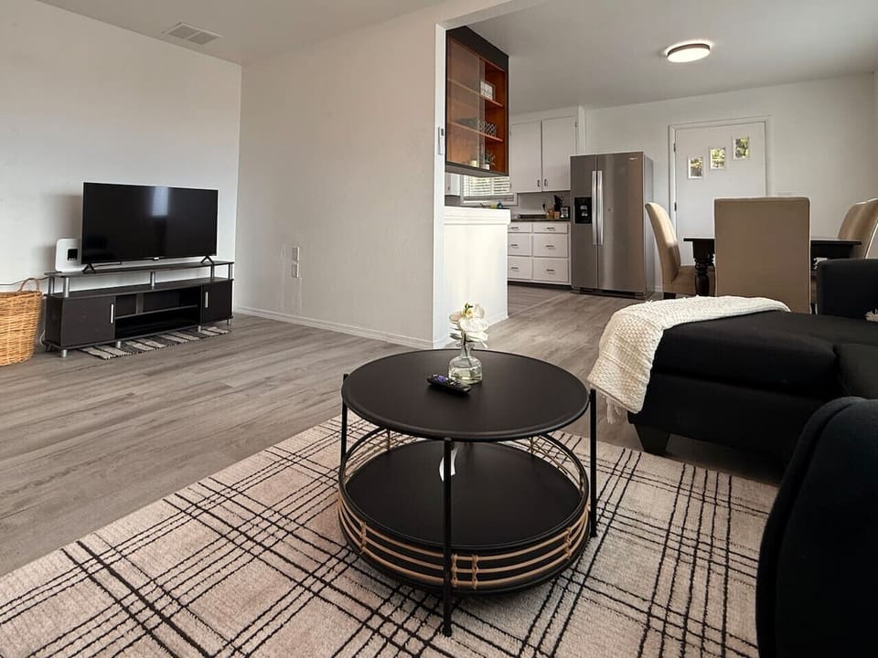 modern living room, smart tv