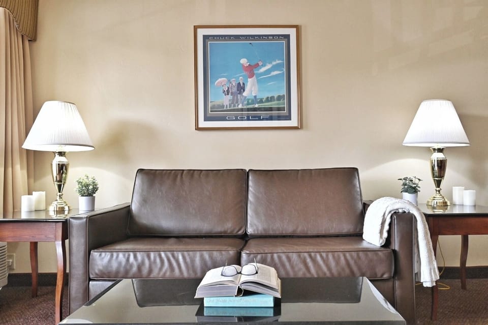Kick back with a book in this cozy lounge corner.