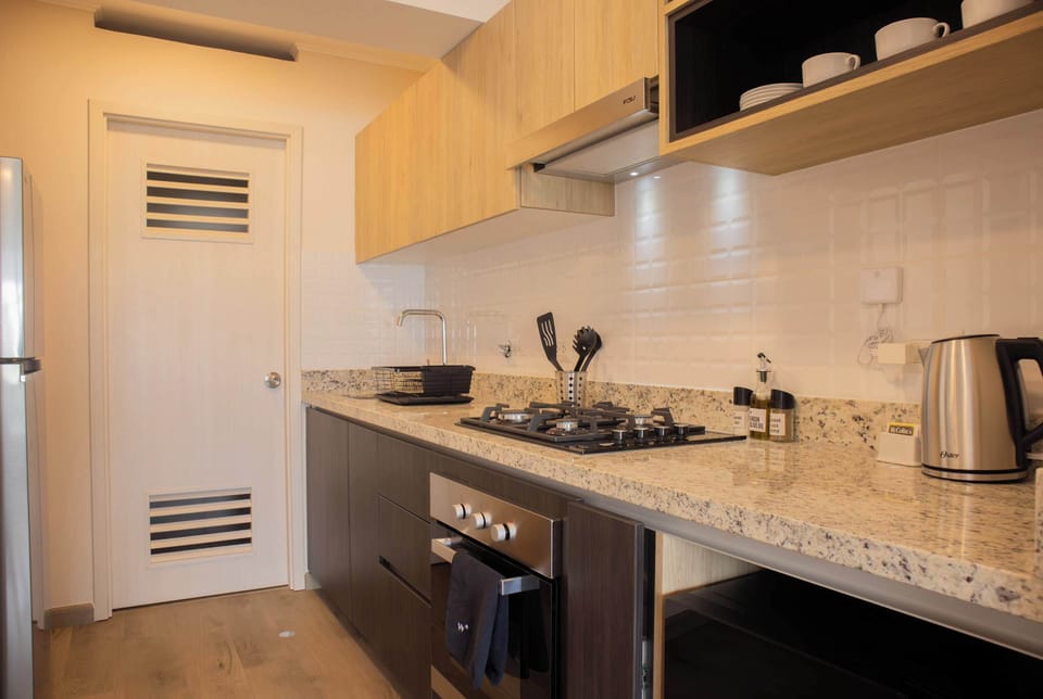 Kitchen equipped with appliances