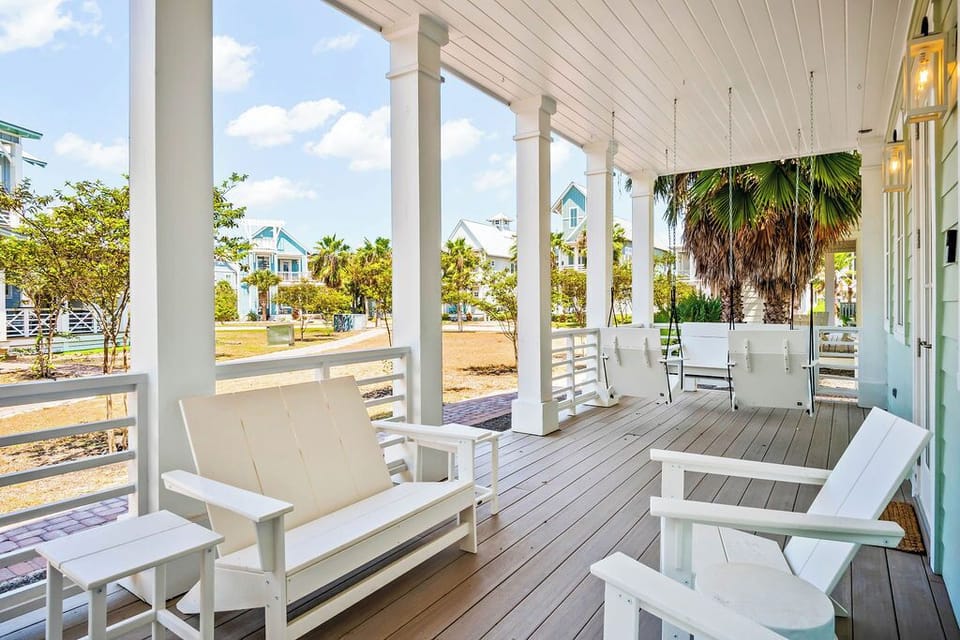 Front Porch With Fire Place & Community Views