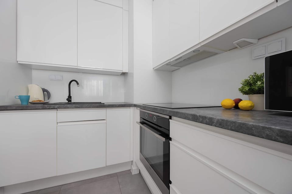 The kitchenette's practical layout maximizes space and functionality.