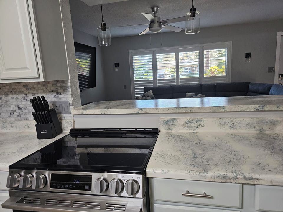 New kitchen stove and oven. Entire home has fresh paint.