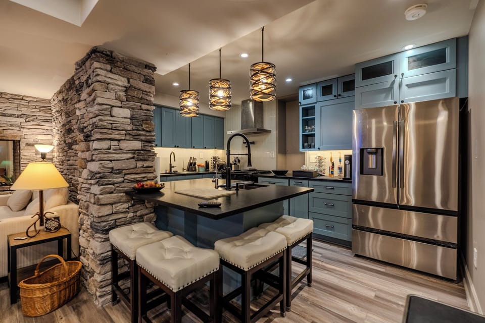 An additional gourmet kitchen gives larger groups more room to cook, gather, prepare meals, and host with ease.