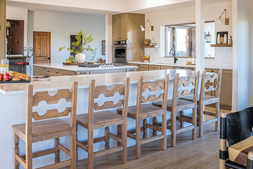 Enjoy a home-cooked or delivered breakfast at the kitchen bar