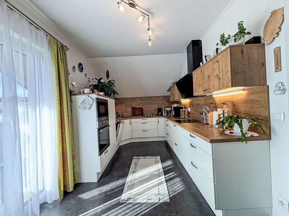 Kitchen, Countertop, Kitchen Appliance, Flooring, Interior Design, Wood, Furniture, Major Appliance, Cabinetry, Floor