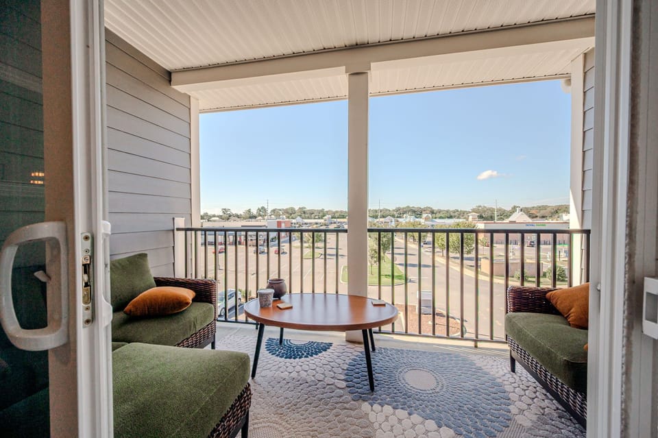 Beautifully decorated balcony and seating designed for watching the sunsets