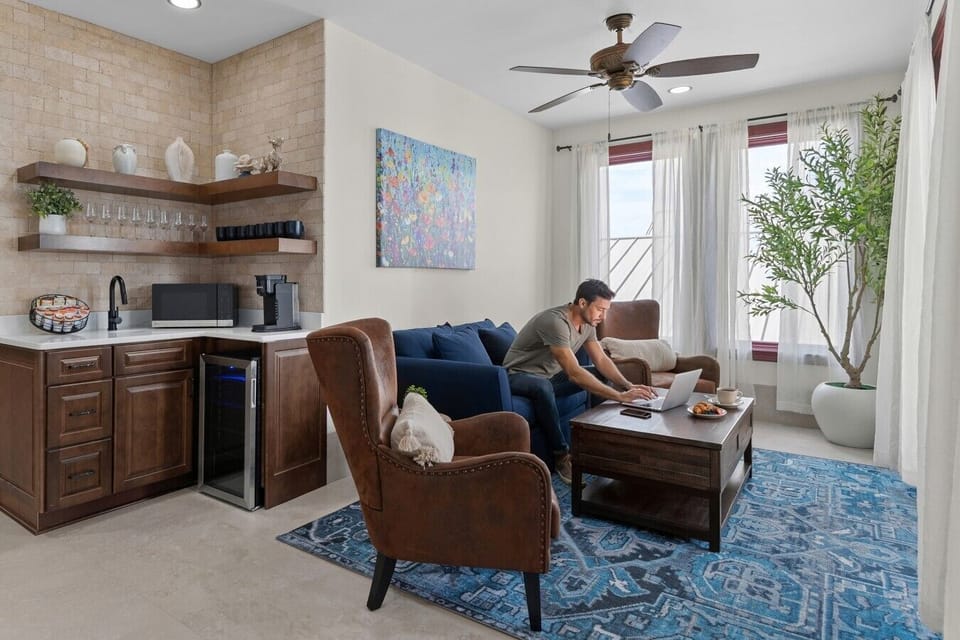 Third floor living room and working space.
