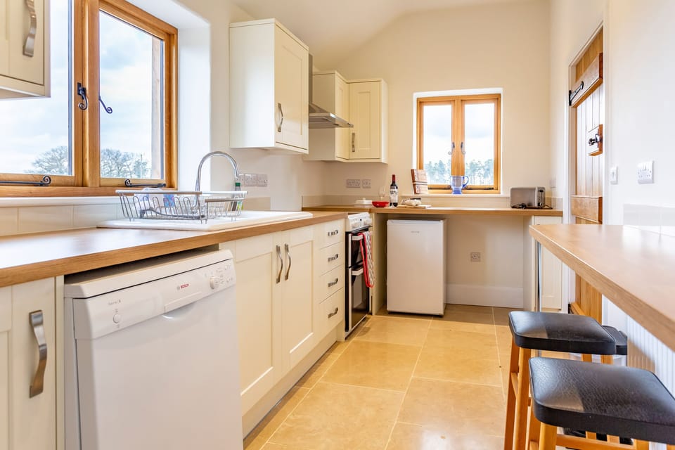 Fridge, microwave, dishwasher, toaster
