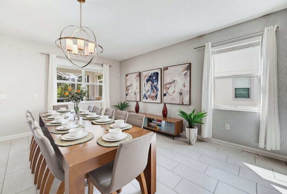 Dining table set for the whole group