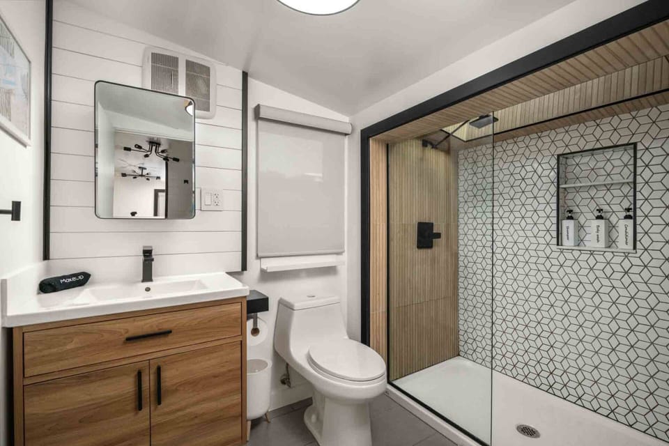 The bathroom is recently updated, built with care, and has excellent water pressure.
