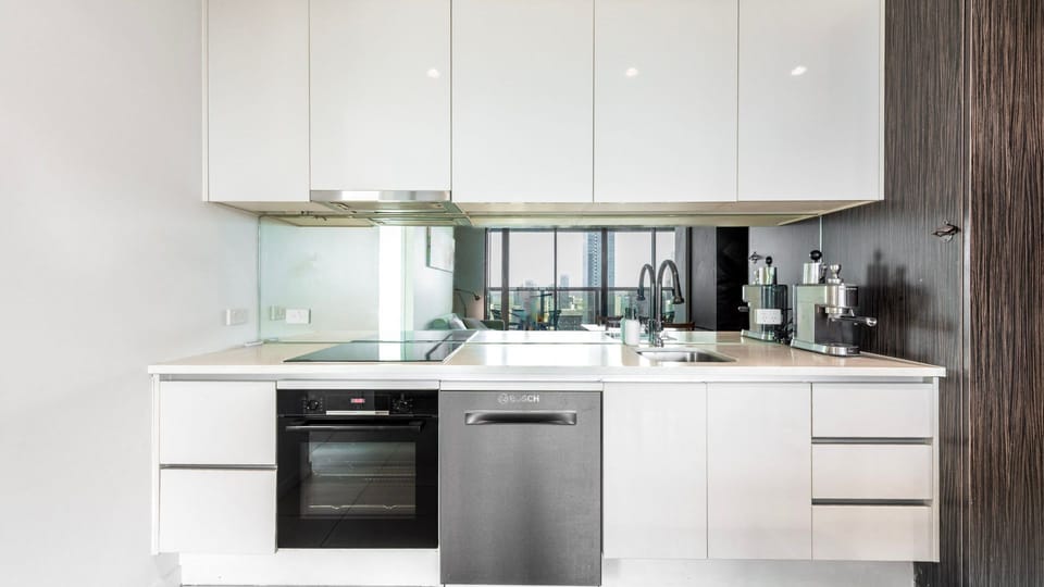 Sleek, fully equipped kitchen with modern appliances