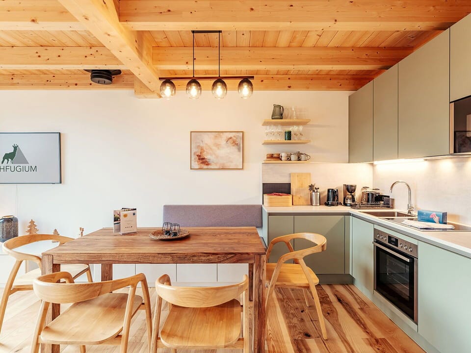 Furniture, Interior Design, Kitchen, Flooring, Countertop, Floor, Wood, Chair, Kitchen & Dining Room Table, Dining Room