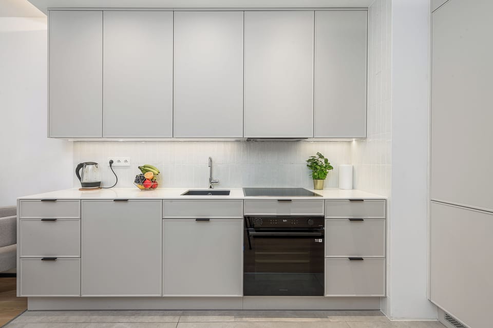 Classic Apartment, 3 Bedrooms, Balcony | Private kitchen | Full-size fridge, oven, stovetop, electric kettle