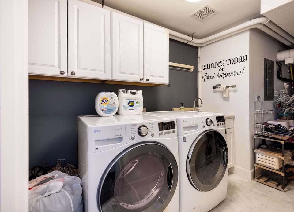 In-home washer and dryer with all the essentials provided.