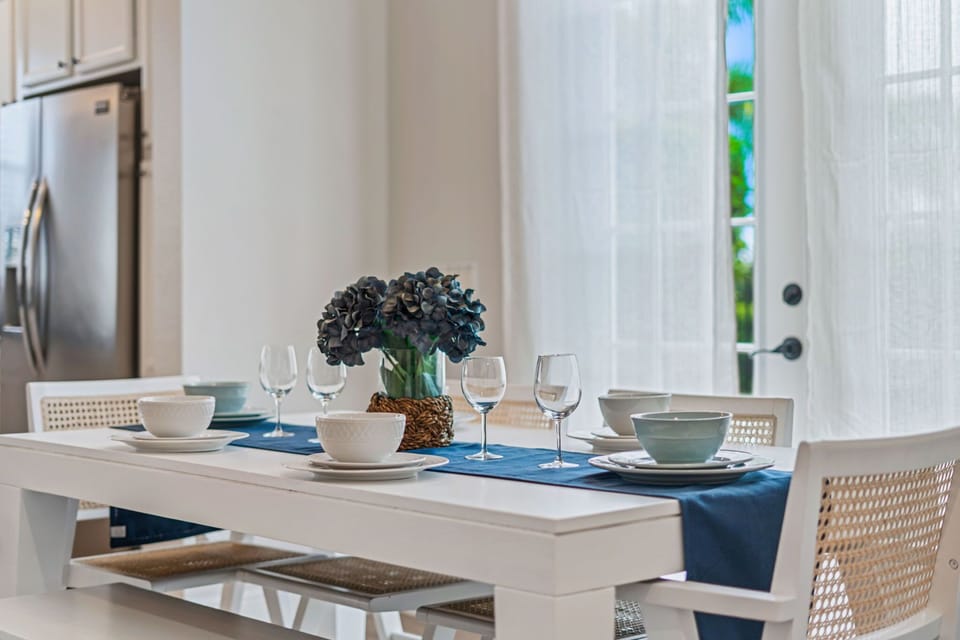 Luxury Dining Setup Perfect for Entertaining in a Sunlit Space