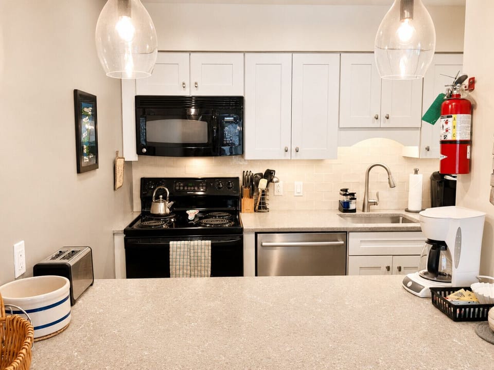 A fully stocked kitchen allows you to prepare delicious meals with ease.