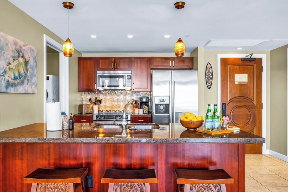 Entertain easily with open kitchen and bar seating