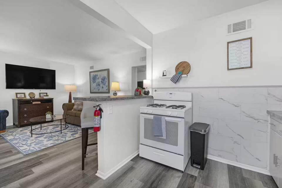 Fully equipped kitchen with modern appliances