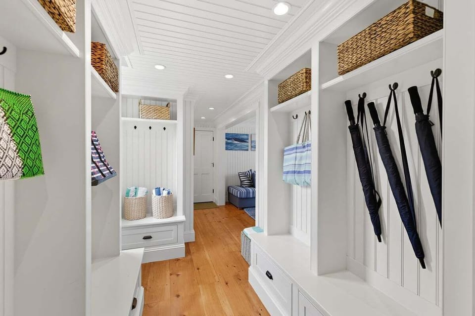 Mudroom with ample hanging options for your beach gear