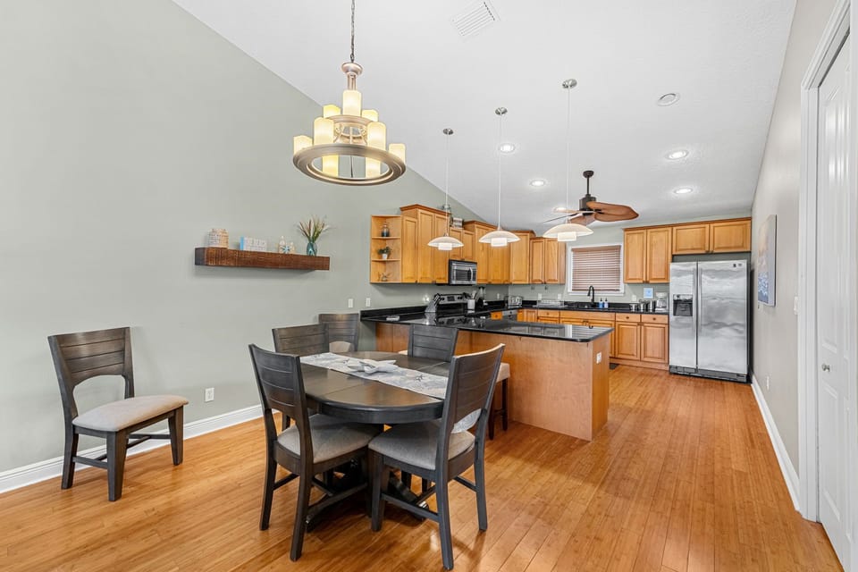 Dining table seats four