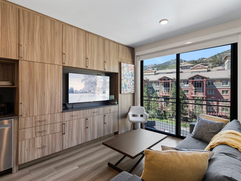 Studio living area with queen Murphy bed / Smart TV