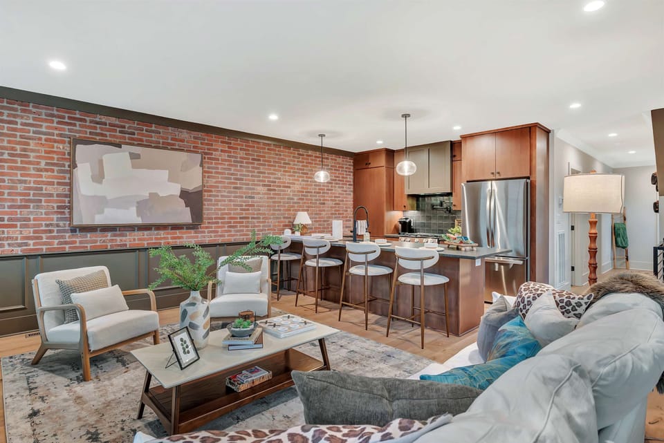 Living room and kitchen.