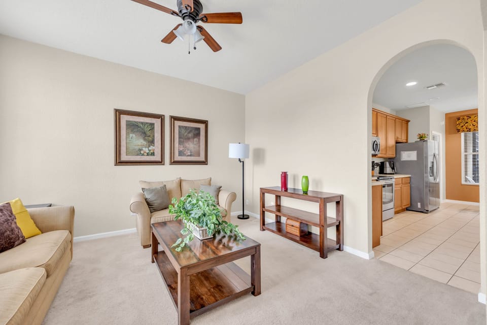This living room includes a sofa bed for extra space if required. 