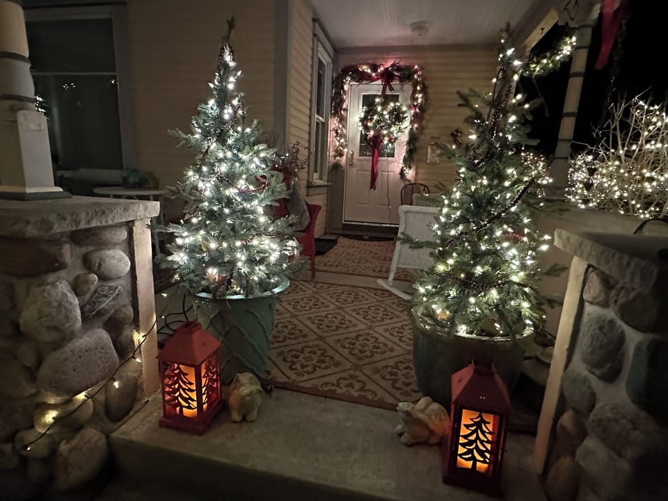 Beautifully dressed front porch 