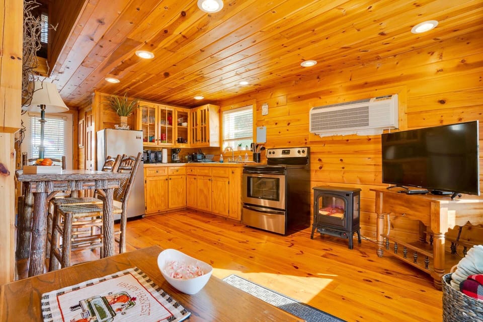Cabin includes mini-split and fireplace to keep it comfortable in all seasons