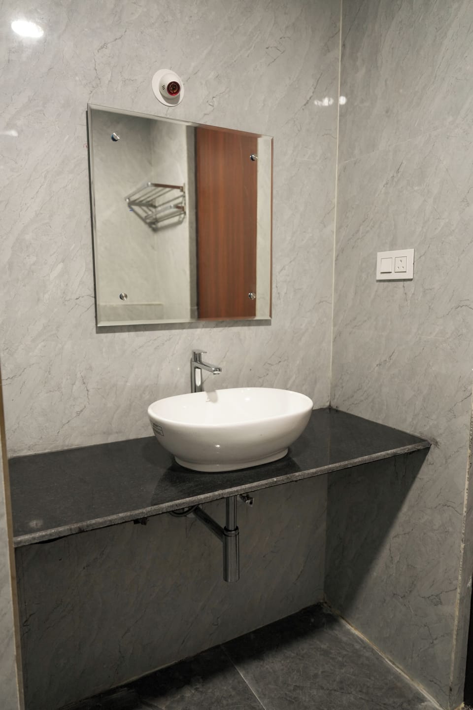 Shower, slippers, towels, soap