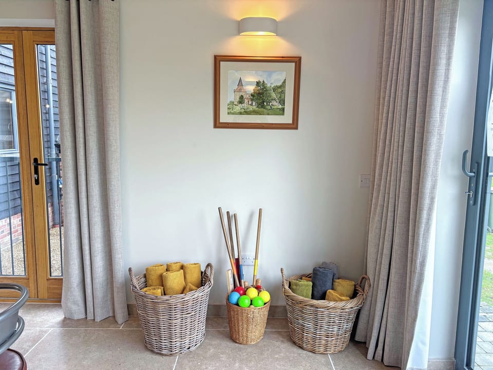 Hot tub towels & out door games | Lime Tree House - Bulmer Retreat, Bulmer, near Sudbury