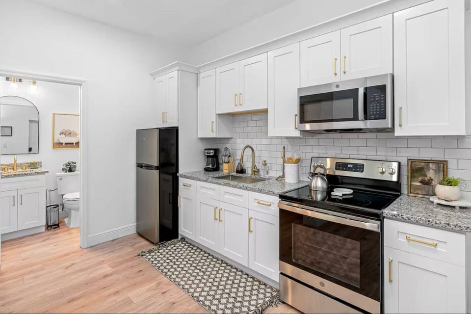 Your all-in-one retreat: sleep, cook, relax, in right side unit with separate entrance