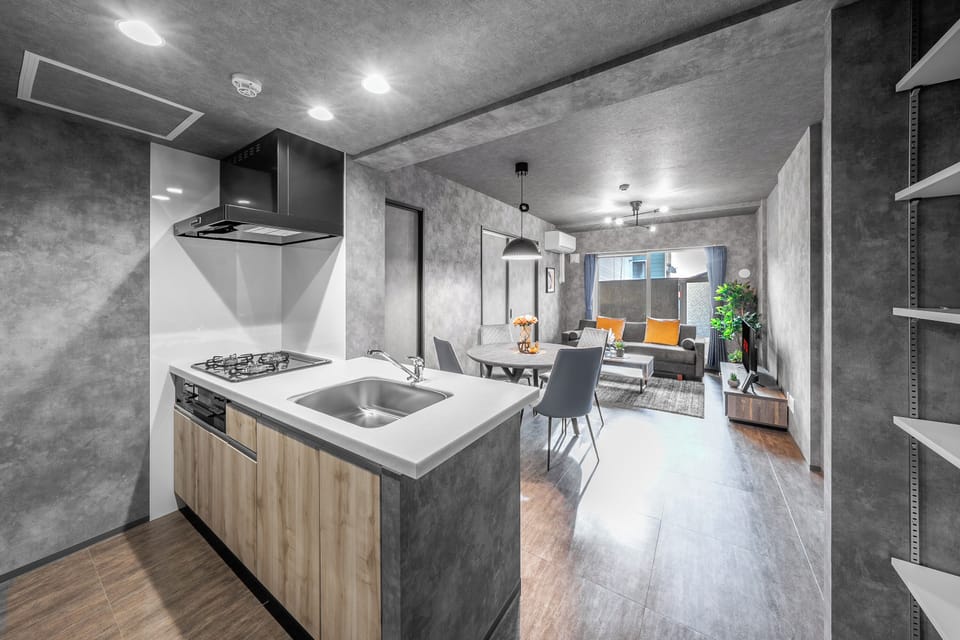 Fridge, microwave, stovetop, electric kettle