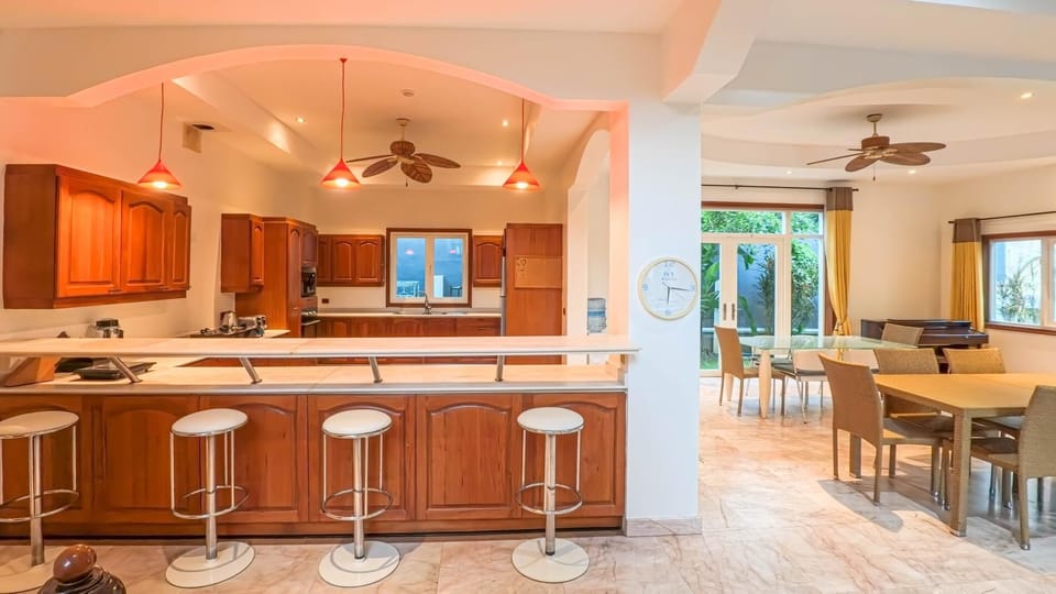 Villa, Balcony | Private kitchen | Full-size fridge, microwave, oven, stovetop