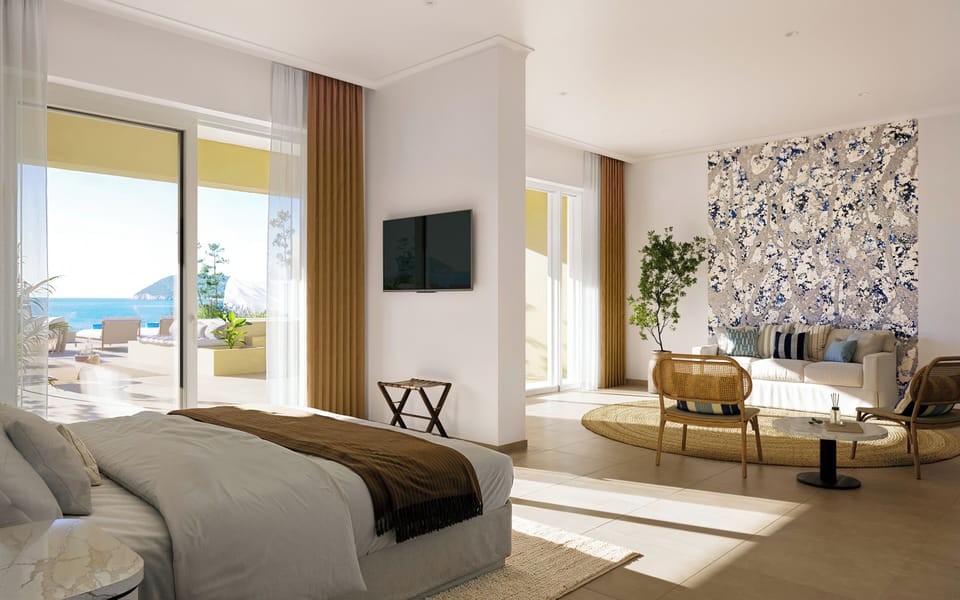 Suite, Terrace, Sea View | Premium bedding, minibar, individually decorated, individually furnished