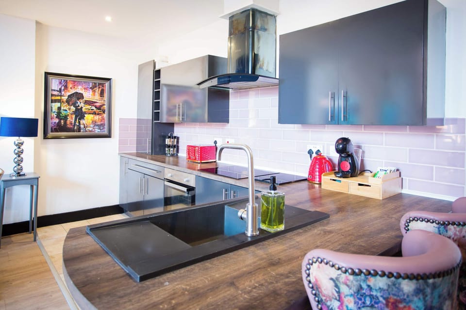 The full kitchen includes full washing machine and tumble dryer 